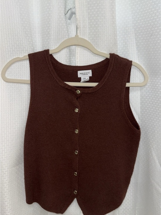 Song of Style Tops - Song of Style Chocolate Brown Sleeveless Knit Button Vest